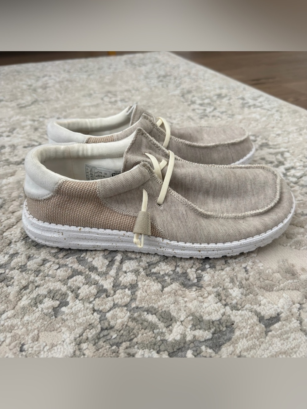 Hey Dude Wally Stitch Slip On Shoes Casual Moccasin Beige Size 7 Men, 9 Women